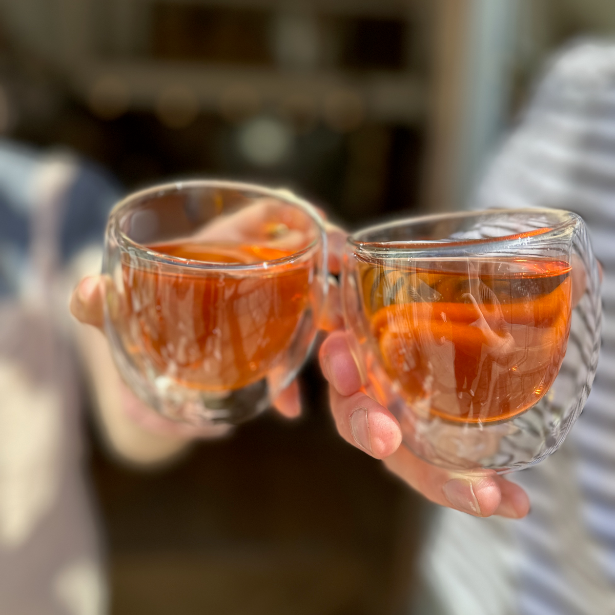 A glass of brewed tea photographed at Porter Hill in Huddersfield