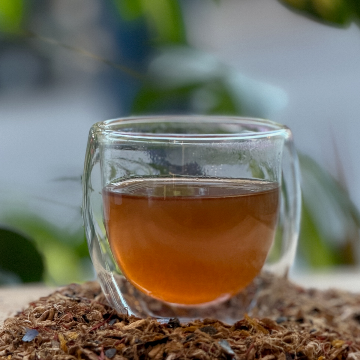 A glass of brewed tea photographed at Porter Hill in Huddersfield