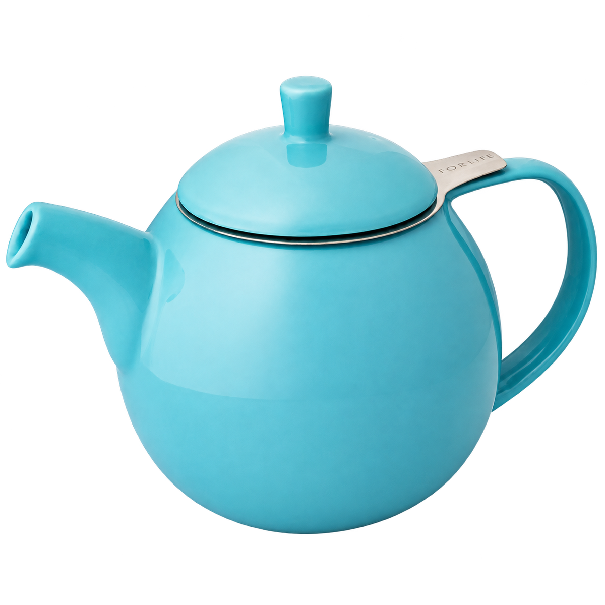 FORLIFE Curve 710ml teapot in Turquoise with transparent background