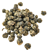 Jasmine Dragon Pearls green tea, loose leaf: jasmine, silky and unfurling