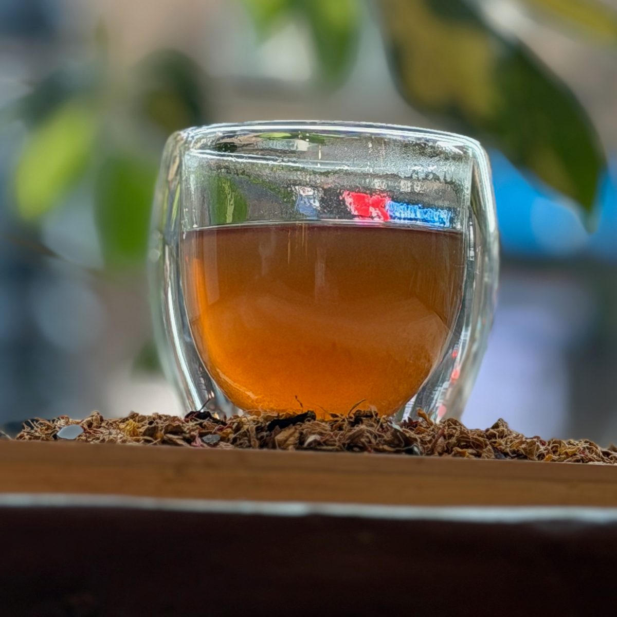 A glass of brewed tea photographed at Porter Hill in Huddersfield