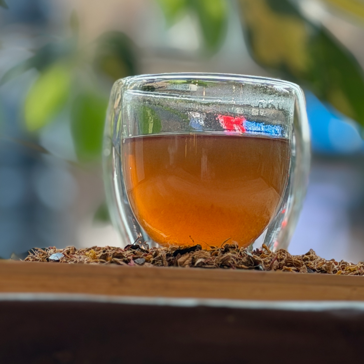 A glass of brewed tea photographed at Porter Hill in Huddersfield