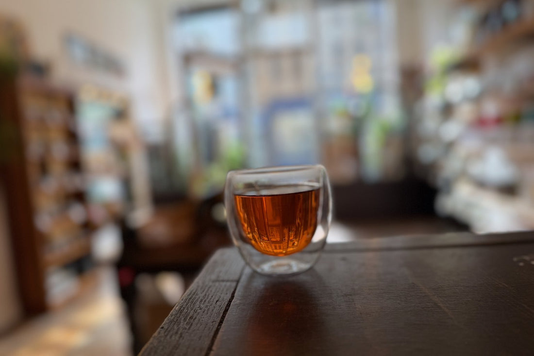 A glass of brewed tea at Porter Hill in Huddersfield