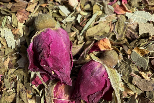 A floral tea blend with rose petals