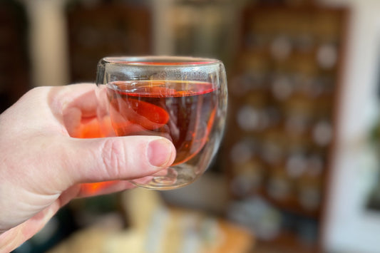 A glass of brewed tea at Porter Hill in Huddersfield