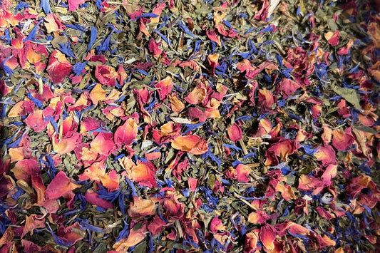 A floral tea blend with rose petals