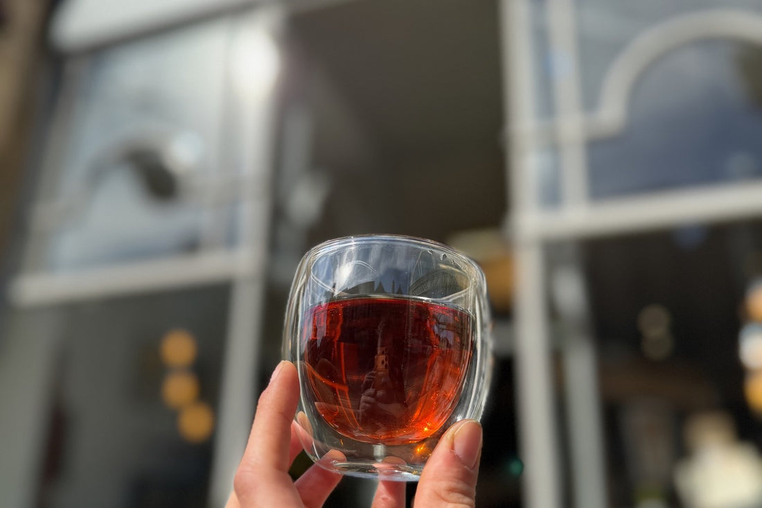 Two glasses of fruit tea in the Porter Hill shop