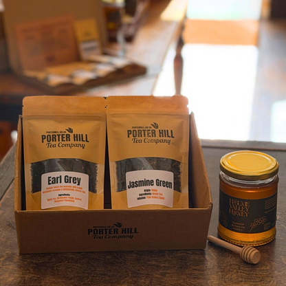 Breakfast Tea and Honey Gift Set with loose-leaf tea and Yorkshire honey