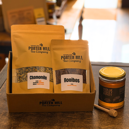 Chamomile and Rooibos tea gift box with Holme Valley honey