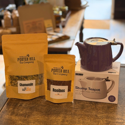 Chamomile and Rooibos tea with a purple FORLIFE teapot