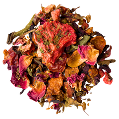 Calming Tulsi herbal tea, loose leaf: strawberry, apple and tulsi