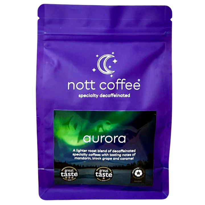 Nott Coffee Aurora Decaf Coffee Beans 250g: mandarin, grape and caramel