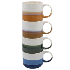 Elements Stackable Ceramic Glaze 4 Mug Set