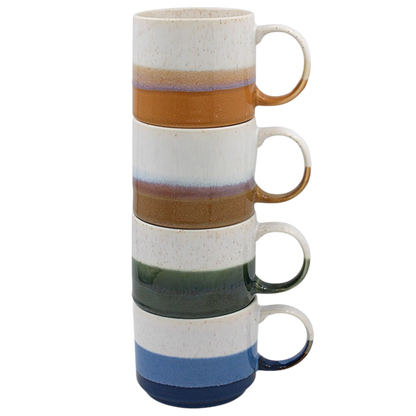 Elements Stackable Ceramic Glaze 4 Mug Set