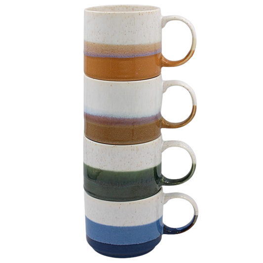 Elements Stackable Ceramic Glaze 4 Mug Set