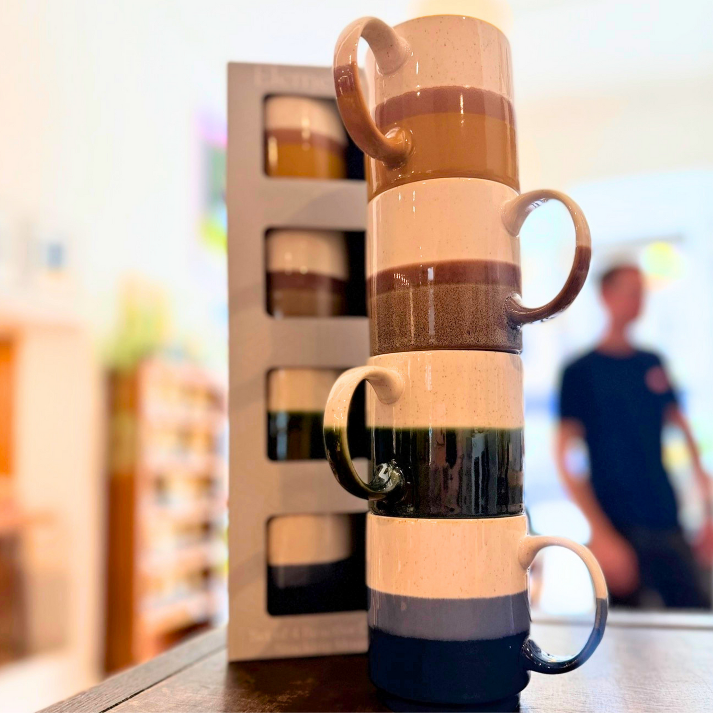 Elements Stackable Ceramic Glaze 4 Mug Set