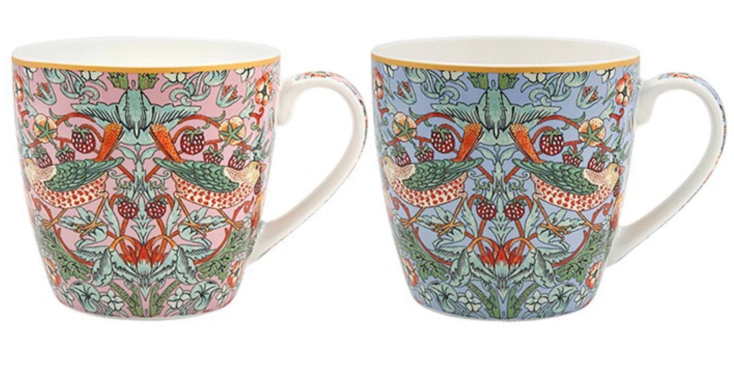 William Morris Strawberry Thief Fine China Mugs | Set of 2