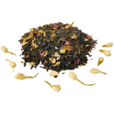 Black tea, ginger, spices, rose petals and jasmine buds in Jasmine Masala Chai