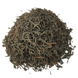 Pile of long, twisted Lover’s Leap Ceylon OP black tea leaves