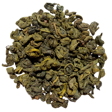 Organic Osprey Gunpowder green tea, loose leaf: rolled, crisp and lively