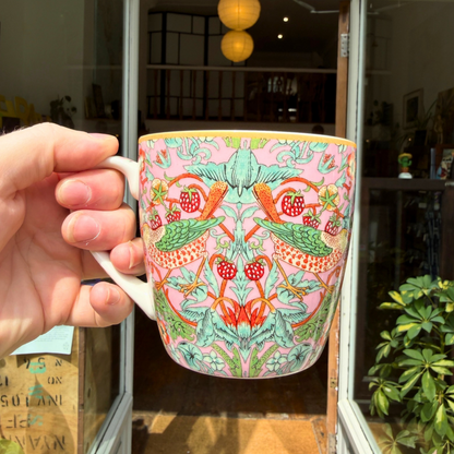 William Morris Strawberry Thief Fine China Mugs | Set of 2