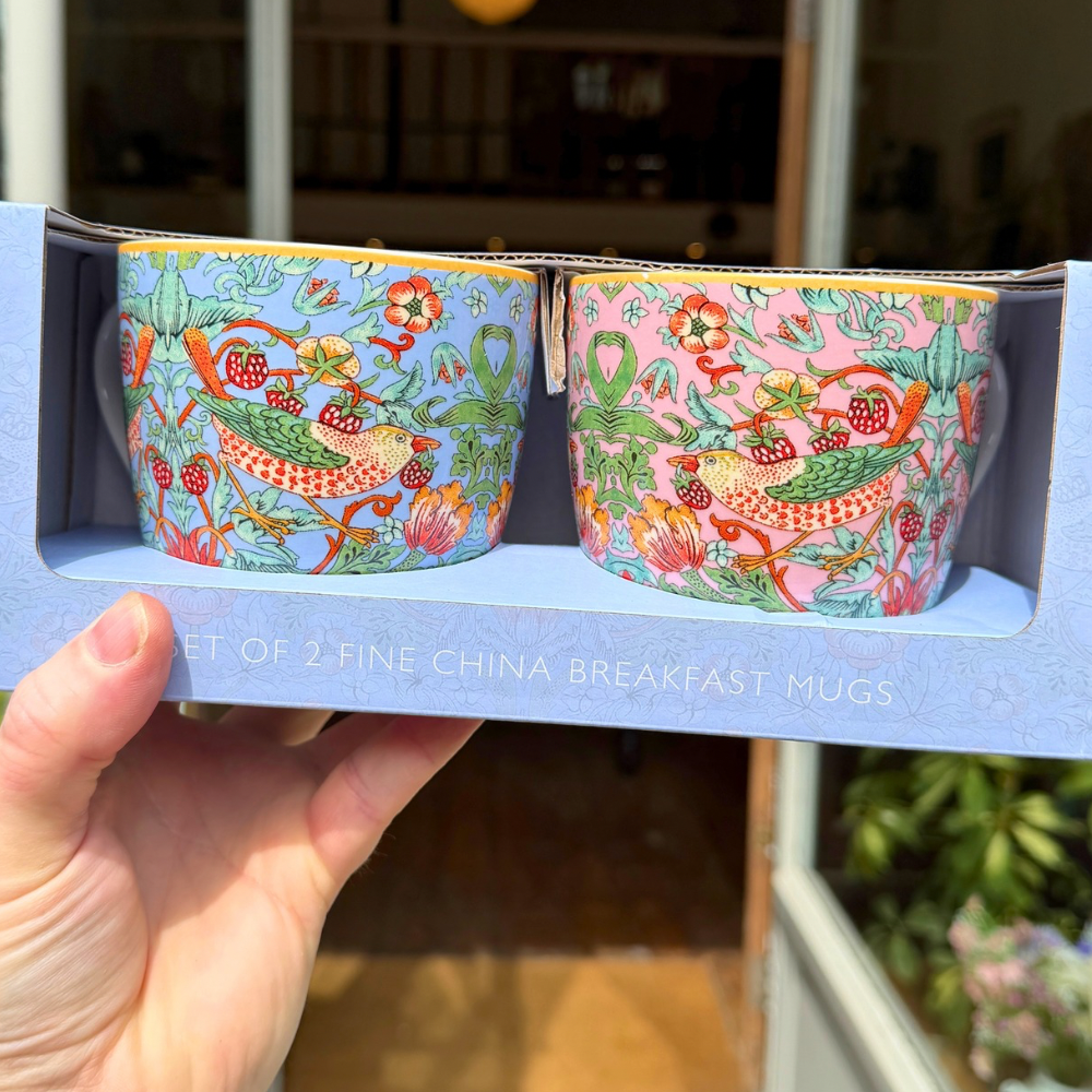 William Morris Strawberry Thief Fine China Mugs | Set of 2