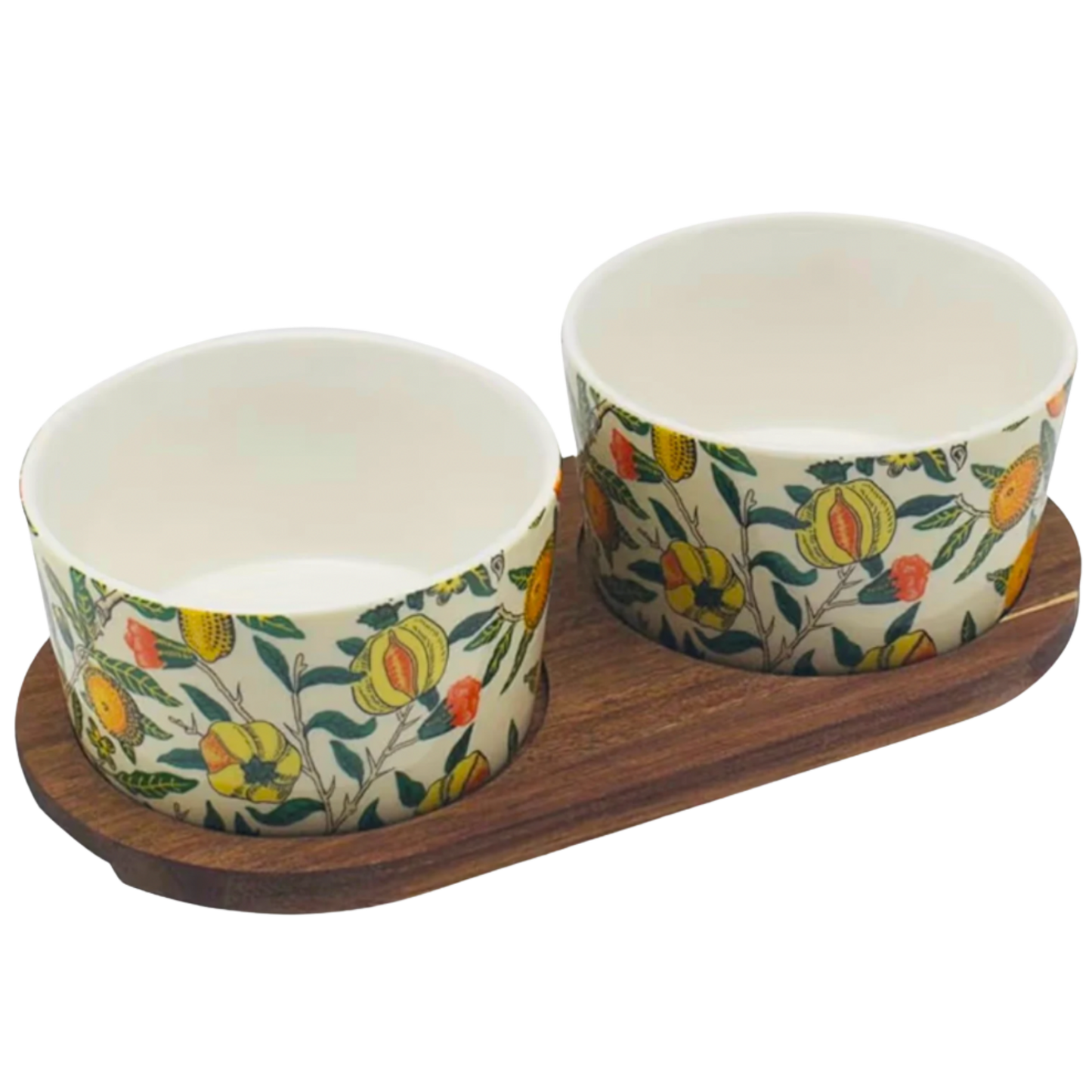 William Morris Fruits Snack Bowl Set with Wooden Tray