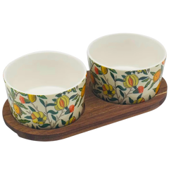 William Morris Fruits Snack Bowl Set with Wooden Tray