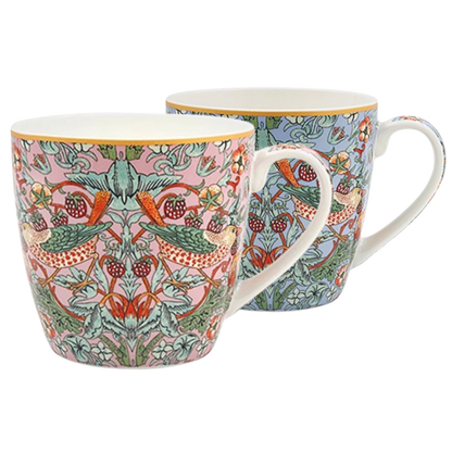 William Morris Strawberry Thief Fine China Mugs | Set of 2