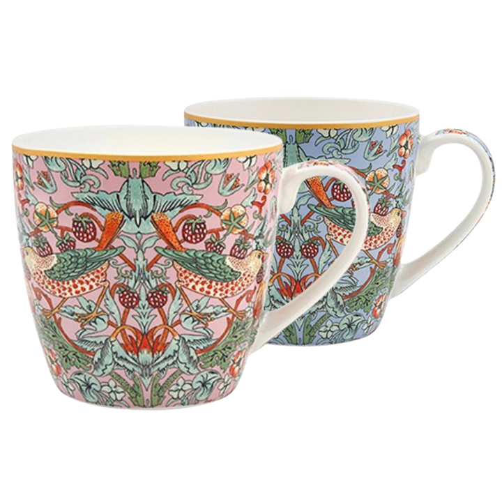 William Morris Strawberry Thief Fine China Mugs | Set of 2