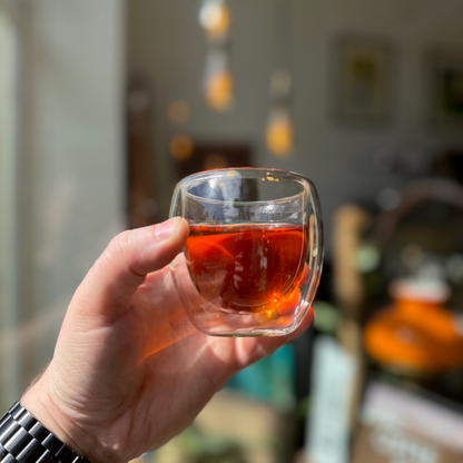 A glass of brewed tea photographed at Porter Hill in Huddersfield