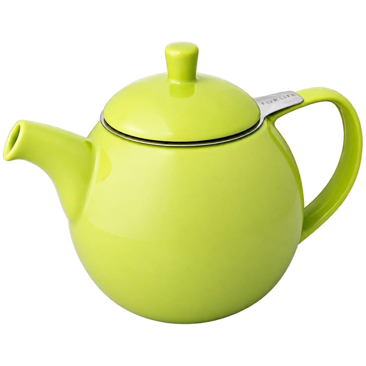 FORLIFE Curve 710ml teapot in Lime Green with transparent background