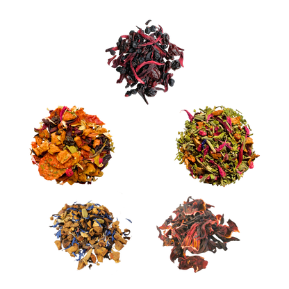 Fruit Tea Tasting Box — five teas shown using the original product photographs