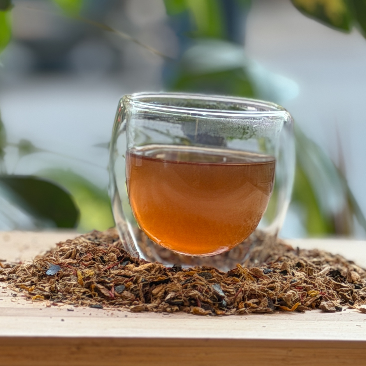 A glass of brewed tea photographed at Porter Hill in Huddersfield
