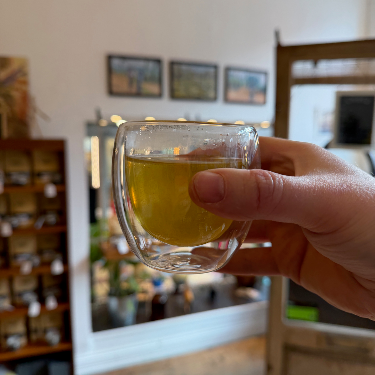 A glass of brewed tea photographed at Porter Hill in Huddersfield