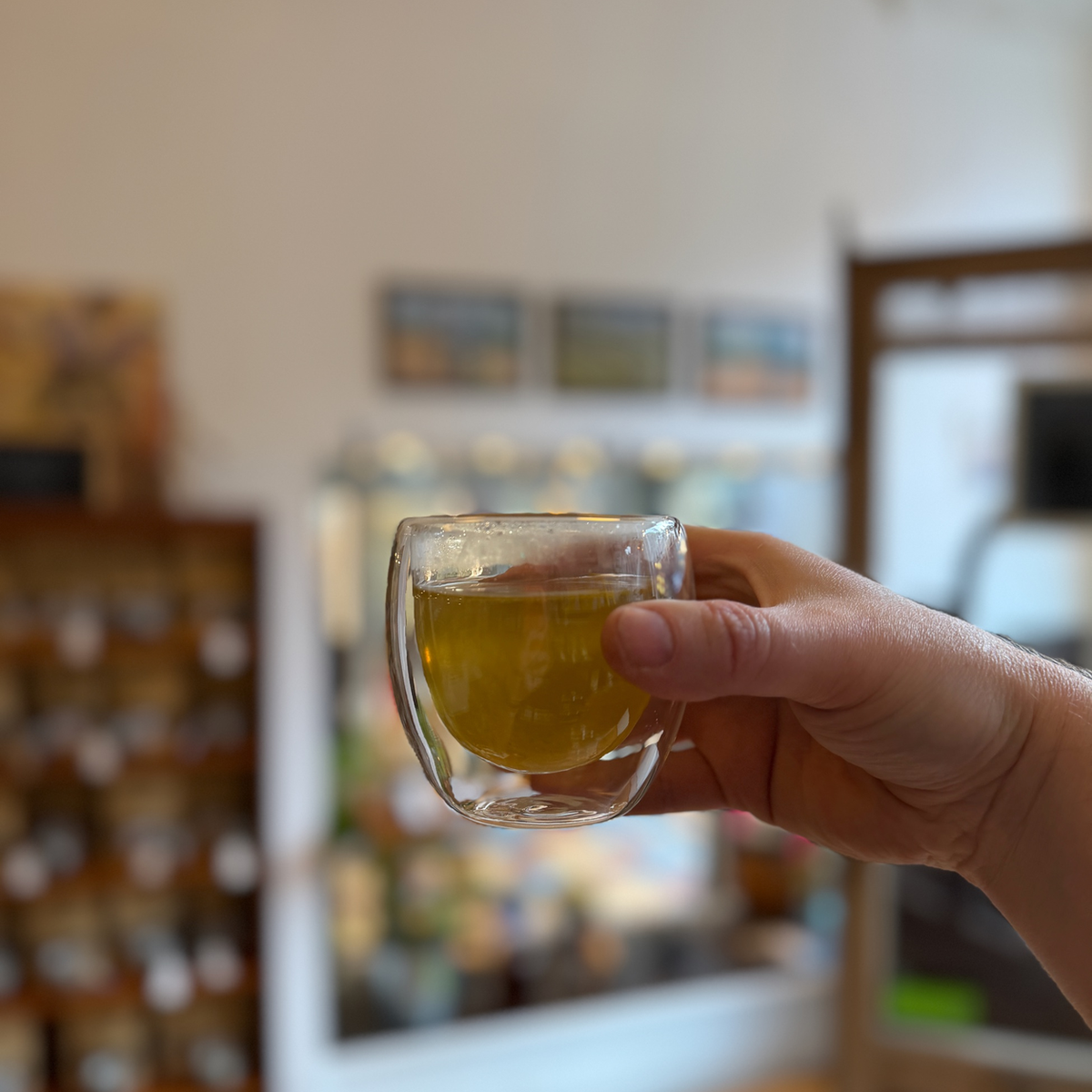 A glass of brewed tea photographed at Porter Hill in Huddersfield