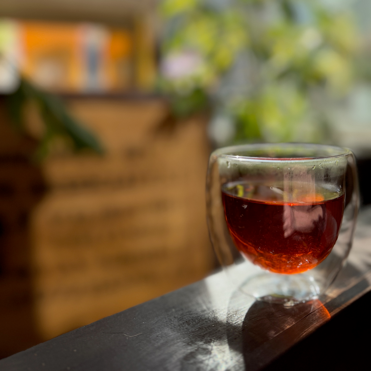 A glass of brewed tea photographed at Porter Hill in Huddersfield