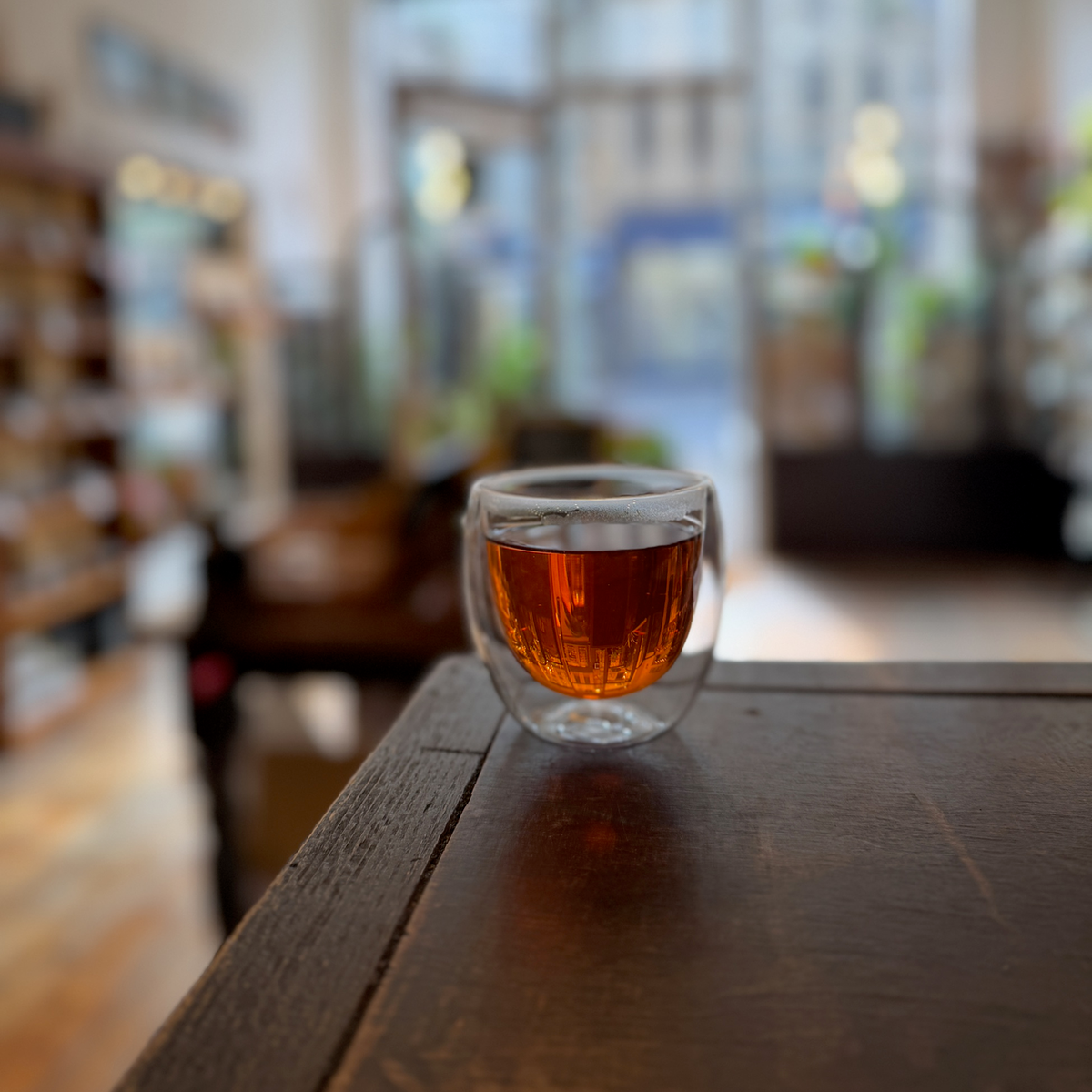 A glass of brewed tea photographed at Porter Hill in Huddersfield