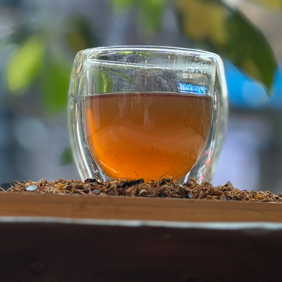 A glass of brewed tea photographed at Porter Hill in Huddersfield