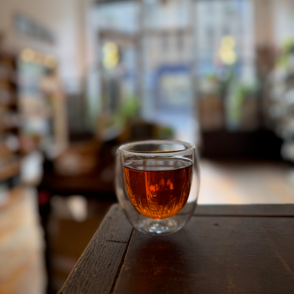 A glass of brewed tea photographed at Porter Hill in Huddersfield
