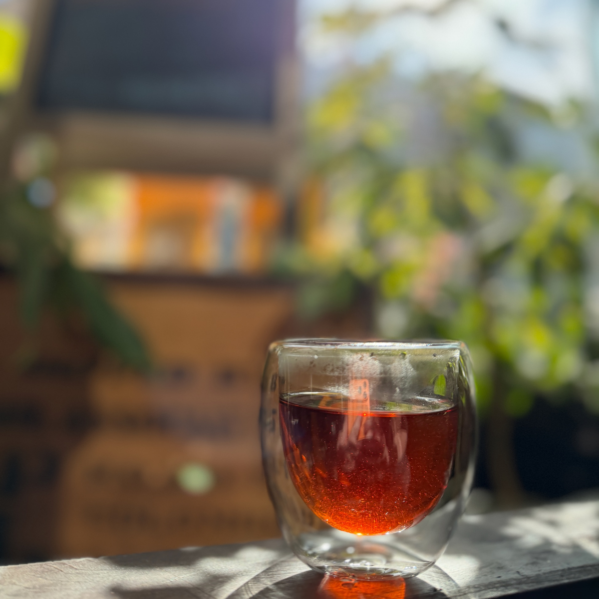 A glass of brewed tea photographed at Porter Hill in Huddersfield