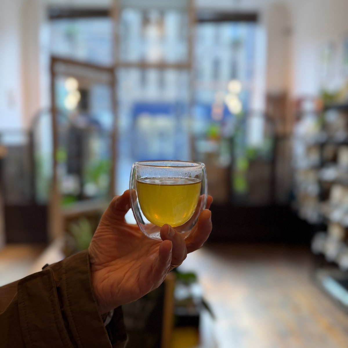 A glass of brewed tea photographed at Porter Hill in Huddersfield