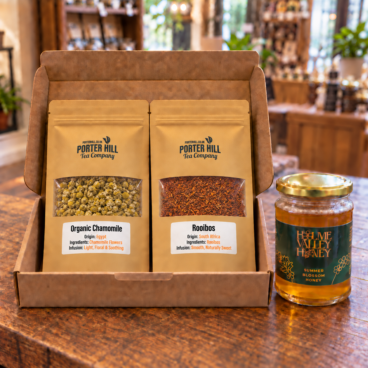 Tea & Yorkshire Honey Gift Set – Organic Chamomile and Rooibos