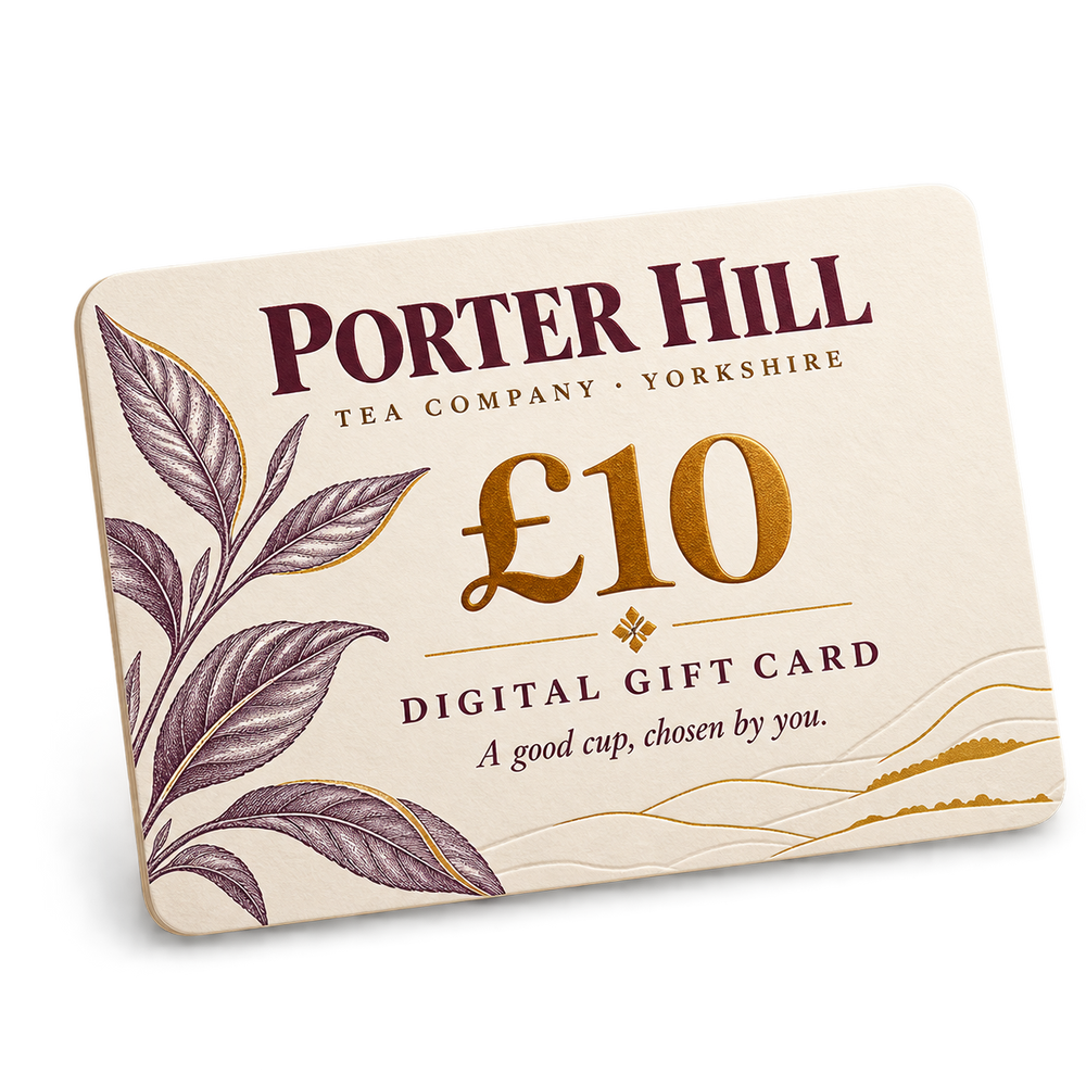 Porter Hill Tea Company £10 digital tea gift card in ivory, plum and gold