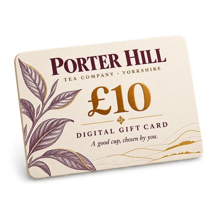 Porter Hill Tea Company £10 digital tea gift card in ivory, plum and gold