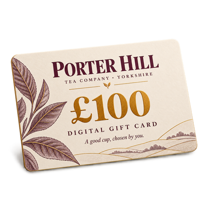 Porter Hill Tea Company £100 digital tea gift card in ivory, plum and gold