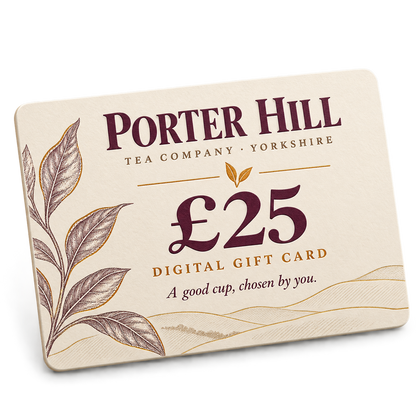 Porter Hill Tea Company £25 digital tea gift card in ivory, plum and gold