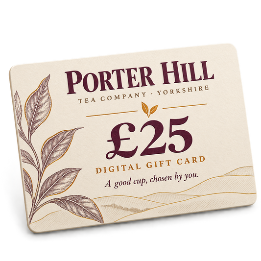 Porter Hill Tea Company £25 digital tea gift card in ivory, plum and gold