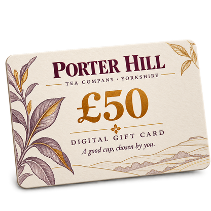 Porter Hill Tea Company £50 digital tea gift card in ivory, plum and gold