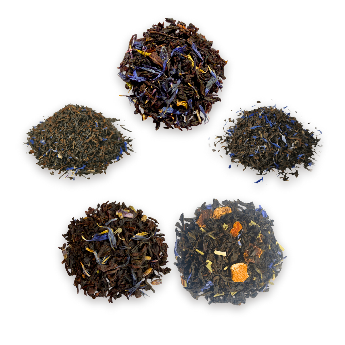 Earl Grey Tasting Box: the five loose leaf teas inside